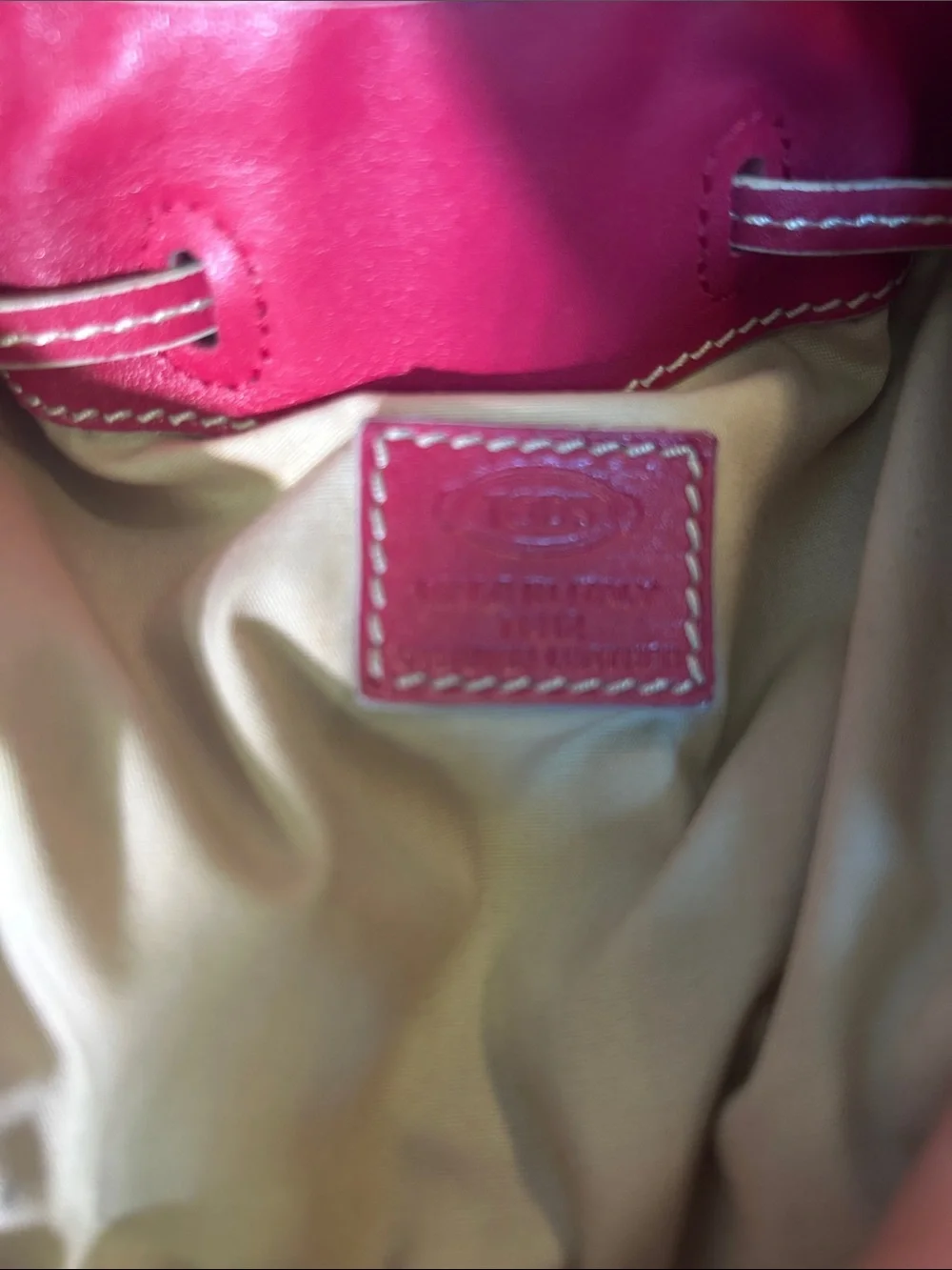 Tod's leather hobo bag, pink/cream color distinct design elements q 13 1/2” x 8”